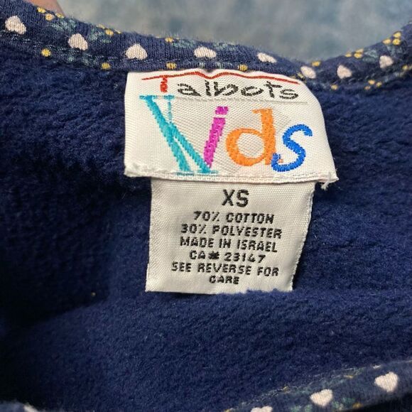 Talbots Kids, Vintage Tunic Overall Dress Navy Blue Front Pockets Heart Print XS - Picture 2 of 8